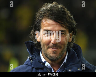 Dortmund, Allemagne. Apr 7, 2016. L'ancien joueur de Liverpool et Dortmund Karl-Heinz Riedle photographié lors de l'Europa League quart de finale knock out entre Borussia Dortmund vs FC Liverpool à Dortmund, en Allemagne, 7 avril 2016. Photo : Ina Fassbender/dpa/Alamy Live News Banque D'Images