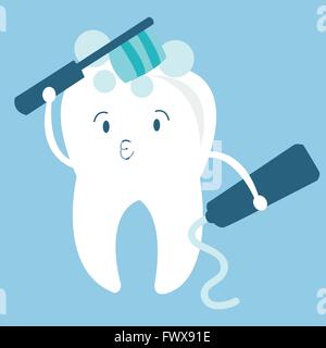 Brosse les dents dent lui-même personnage Illustration de Vecteur