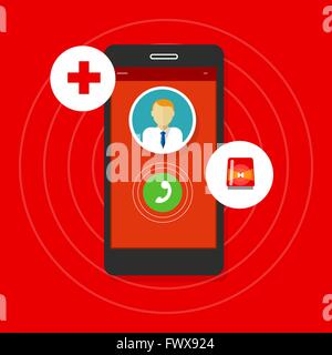 Appel d'urgence santé téléphone mobile Illustration de Vecteur