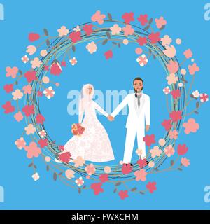 Relation homme femme couple mariage dans l'Islam portant foulard hijab voile Illustration de Vecteur
