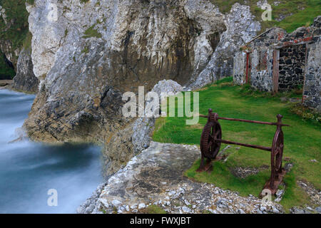 Kinbane Castle, Ballycastle, comté d'Antrim, l'Ulster (Irlande du Nord, l'Europe Banque D'Images