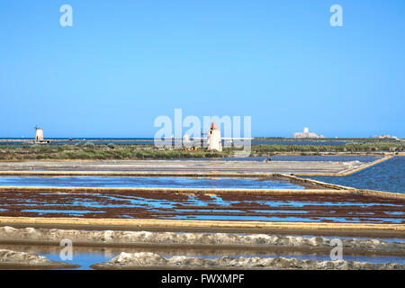 La Saline, Trapani, Sicile, Italie, Europe Banque D'Images