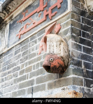 Le drainage du poisson sur le mur Banque D'Images