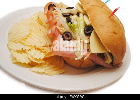 Sandwich au jambon avec des légumes sains Banque D'Images