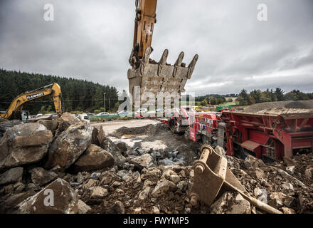 Les creuseurs travaillant en carrière pour la construction de chemins de frontières, de l'Écosse Banque D'Images