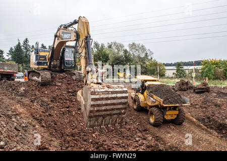 Les creuseurs travaillant en carrière pour la construction de chemins de frontières, de l'Écosse Banque D'Images