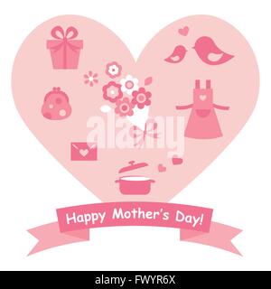 Mother's Day gifts icône dans un coeur rose Illustration de Vecteur