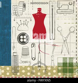 Couture et d'adaptation de grunge vintage poster Illustration de Vecteur
