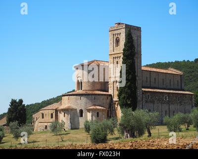 L'abbaye de Sant'Antimo à Montalcino, Toscane, Italie Banque D'Images