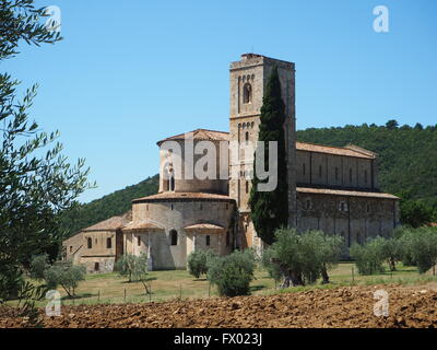 L'abbaye de Sant'Antimo à Montalcino, Toscane, Italie Banque D'Images