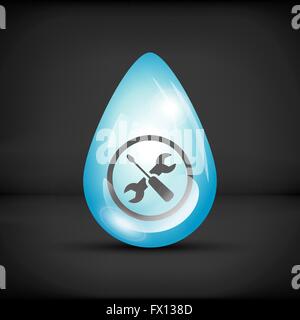 Icône Réparation dans une goutte d'eau Illustration de Vecteur