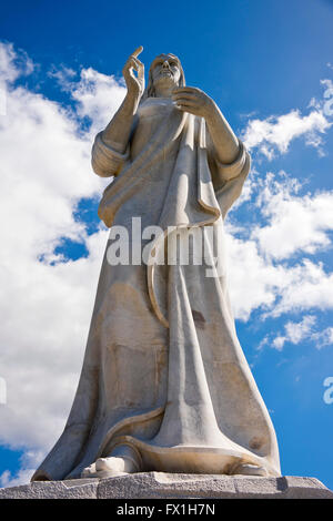 La verticale vue rapprochée de la statue du Christ de La Havane, Cuba. Banque D'Images