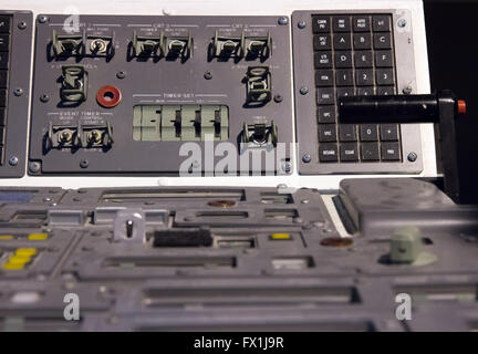 Mécanisme de contrôle dans la cabine de la navette spatiale Banque D'Images