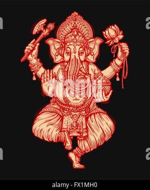 Happy Ganesh Chaturthi. Vector illustration of Hindu seigneur Illustration de Vecteur