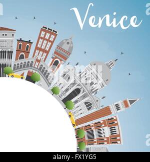 Toits de Venise silhouette aux bâtiments gris et brun. vector illustration. business concept Voyages et tourisme Illustration de Vecteur