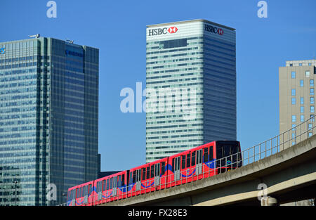 Docklands Light Railway, Canary Wharf, London E14, Royaume-Uni Banque D'Images