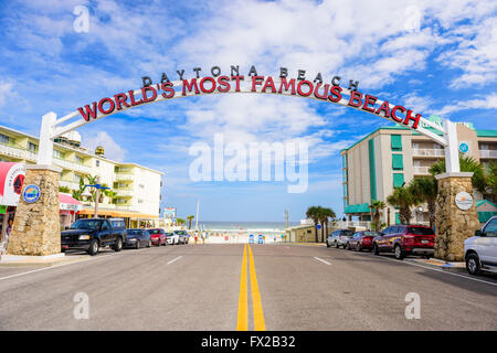 Signe de la plage de Daytona Beach, Floride, USA. Banque D'Images