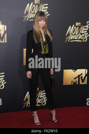 Burbank, CA. Apr 9, 2016. Gigi Hadid aux arrivées pour MTV Movie Awards 2016 - Arrivées 2, Warner Bros Studios, à Burbank, Ca, le 9 avril 2016. Credit : Dee Cercone/Everett Collection/Alamy Live News Banque D'Images