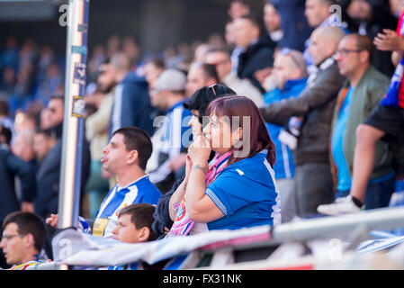 Barcelone, Espagne. Le 9 avril, 2016. Fans au match de la Liga entre l'Espanyol et de l'Atlético de Madrid au stade de Powerade, le 9 avril 2016 à Barcelonal, Espagne. Crédit : Christian Bertrand/Alamy Live News Banque D'Images