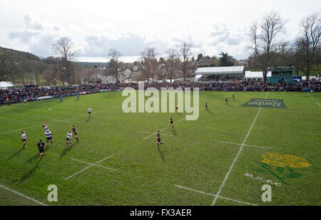 09/04/2016, le Melrose 7-a-side football, rugby, tournoi, le Greenyards, Melrose, l'Écosse. Banque D'Images