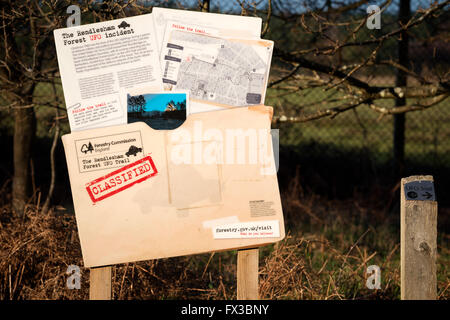 La Forêt de Rendlesham l'incident OVNI de Rendlesham, commission d'information, Suffolk, Angleterre. Banque D'Images