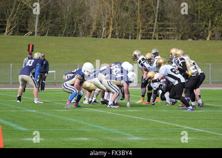 Football américain, Oxford Saints contre les requins de Cornouailles Banque D'Images