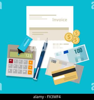 Facturation la facture de l'argent paiement payer calculatrice Illustration de Vecteur