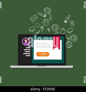 Cours en ligne education college diplômé de l'école secondaire Illustration de Vecteur