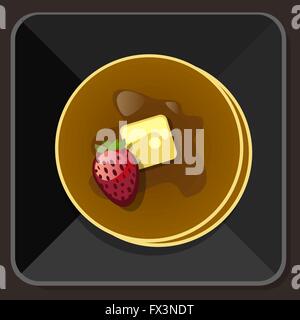 Crêpes au beurre d'érable plaque fraise Illustration de Vecteur