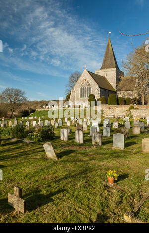 Matin de printemps dans la région de Seaford, East Sussex, Angleterre. Le Parc National des South Downs. Banque D'Images