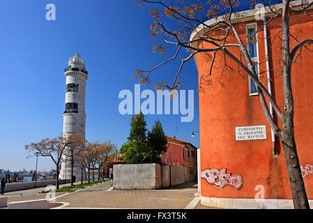 Le phare (Faro) de l'île de Murano, Venise, Vénétie, Italie Banque D'Images