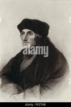 Desiderius Erasmus de Rotterdam était un humaniste de la Renaissance. Il a vécu de 1466 à 1536. Programme Erasmus était aussi un prêtre catholique, une critique sociale, un enseignant, et un théologien. Il a écrit de nombreuses œuvres, et l'un des plus connus est l'éloge de la folie. Banque D'Images