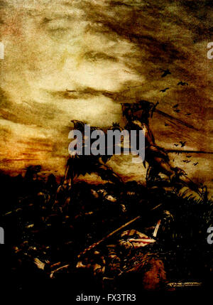 Comment Mordred était tué par Arthur, et comment par lui Arthur a été blessé à mort. King Arthur's Chevaliers de la Table ronde Banque D'Images