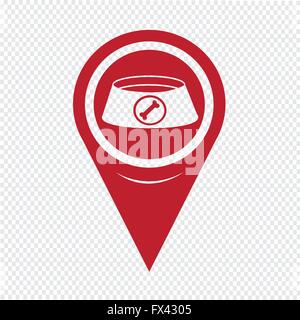 Broche carte icône Bol Chien Pointeur Illustration de Vecteur