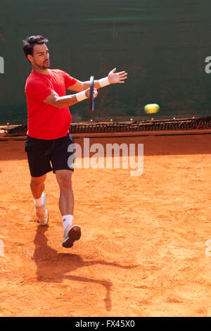 Monte Carlo Rolex Masters ATP, Monaco. Fabio Fognini durant une session de formation Banque D'Images