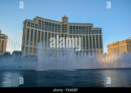LAS VEGAS, NEVADA - 5 février 2015 : Spectacle des fontaines du Bellagio sur la séquence Banque D'Images