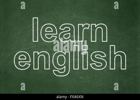 L'étude de concept : Apprendre l'anglais sur l'arrière-plan du tableau Banque D'Images