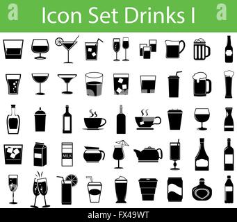 Icon Set I avec 45 boissons différentes icônes pour acheter Illustration de Vecteur