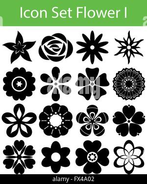 Icon Set Fleurs I avec 16 icônes différentes pour acheter Illustration de Vecteur