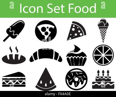 J'ai alimentaire Icon Set avec 12 icônes différentes pour acheter Illustration de Vecteur