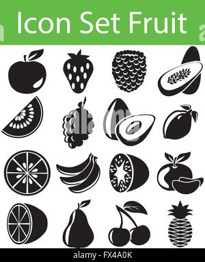 Icon Set fruits avec 16 icônes pour l'utilisation créative en design graphique Illustration de Vecteur