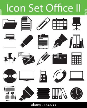 Office Icon Set II avec 25 icônes pour les différents modes de souscription en graphique et web design Illustration de Vecteur