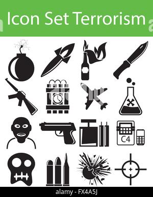 Icon Set le terrorisme avec 16 icônes pour l'utilisation créative en design graphique Illustration de Vecteur