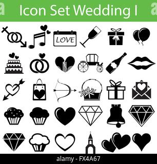 Je Mariage Icon Set avec 30 icônes pour les différents modes de souscription Illustration de Vecteur