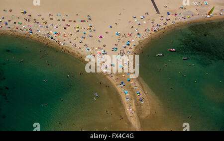 Vue aérienne, côte et plage de Cap d'Agde, baignade, bains de soleil, plage, Agde, France, Languedoc-Roussillon, France, Europe, Banque D'Images