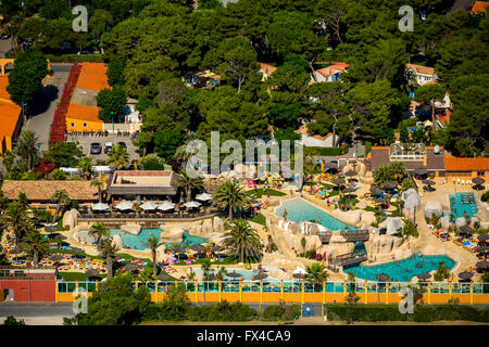 Vue aérienne, camping de Canet-en-Roussillon sur la mer Méditerranée, Côte Méditerranéenne, au sud de la France, les Pyrénées-Orient Banque D'Images