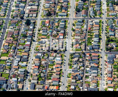 Vue aérienne, quartier résidentiel américain typique, maisons jumelées, San Jose, San Francisco, États-Unis d'Amérique Banque D'Images