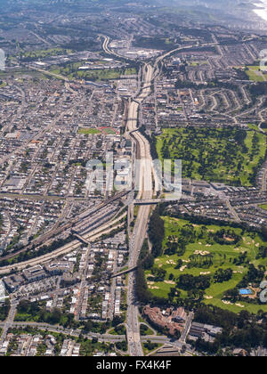 Vue aérienne, autoroute 101 sud dans le sud de San Francisco, San Francisco, Bay Area, États-Unis d'Amérique, Californie, USA US Banque D'Images