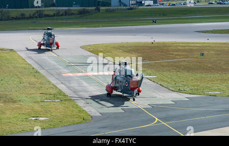 Trois opérations de recherche et de sauvetage des hélicoptères Sea King MK5 prennent leur retraite à partir de la Marine royale Service Banque D'Images