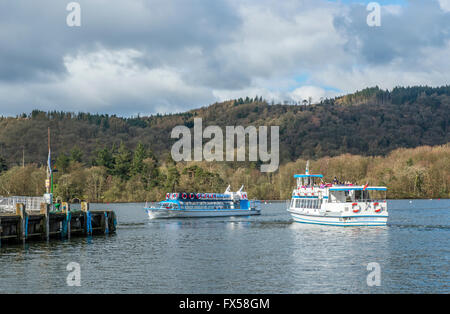 Mlle Cumbria et Mlle Lakeland II, les bateaux de plaisance sur Windermere dans le Parc National du Lake District, Cumbria, Angleterre Banque D'Images